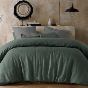 Vintage Design Hemp Sea Green Quilt Cover Set by null, a Quilt Covers for sale on Style Sourcebook