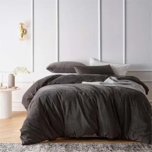 Vintage Design Cotton Velvet Storm Grey Quilt Cover Set by null, a Quilt Covers for sale on Style Sourcebook