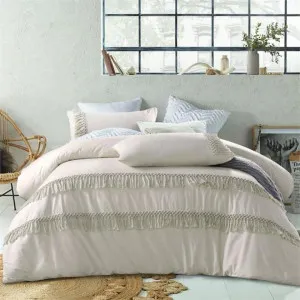 Vintage Design Cream Boho Tassel Quilt Cover Set by null, a Quilt Covers for sale on Style Sourcebook