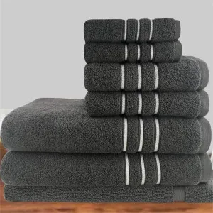 Amor Classic Dobby Stripe Super Soft Premium Cotton 7 Piece Charcoal Towel Pack by null, a Towels & Washcloths for sale on Style Sourcebook