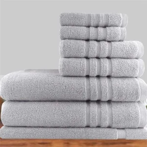 Amor Classic Dobby Stripe Super Soft Premium Cotton 7 Piece Silver Towel Pack by null, a Towels & Washcloths for sale on Style Sourcebook