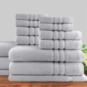 Amor Classic Dobby Stripe Super Soft Premium Cotton 14 Piece Silver Towel Pack by null, a Towels & Washcloths for sale on Style Sourcebook