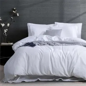 Amor Luxurious Linen Cotton White Quilt Cover Set by null, a Quilt Covers for sale on Style Sourcebook