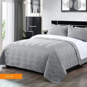 Home Fashion Soft Premium Bed Embossed Silver Comforter Set by null, a Quilt Covers for sale on Style Sourcebook
