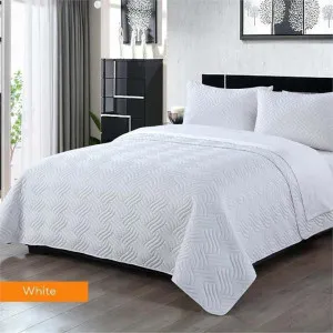 Home Fashion Soft Premium Bed Embossed White Coverlet Set by null, a Quilt Covers for sale on Style Sourcebook