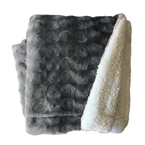 Home Fashion Plush Fleece Sherpa Backed Reversible Charcoal Throw by null, a Throws for sale on Style Sourcebook