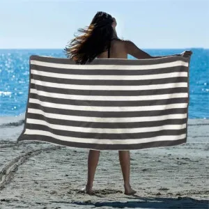 Softouch Striped Cotton Soft Highly Absorbent Terry Cloth Charcoal Beach Towel by null, a Outdoor Accessories for sale on Style Sourcebook