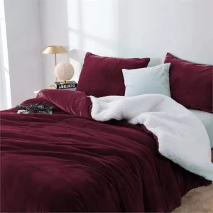 Softouch 2 in 1 Microplush Soft Teddy Sherpa Aubergine Quilt Cover Set by null, a Quilt Covers for sale on Style Sourcebook
