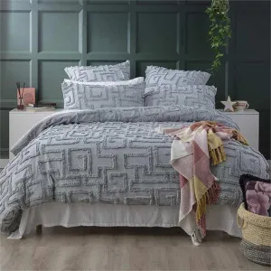 Renee Taylor Riley Cotton Chenille Silver Quilt Cover Set by null, a Quilt Covers for sale on Style Sourcebook