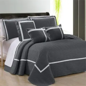 Home Fashion Two-Tone Embossed Charcoal 6 Piece Comforter Set by null, a Quilt Covers for sale on Style Sourcebook