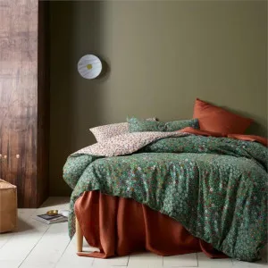 Accessorize Lisa Washed Cotton Printed Green Quilt Cover Set by null, a Quilt Covers for sale on Style Sourcebook
