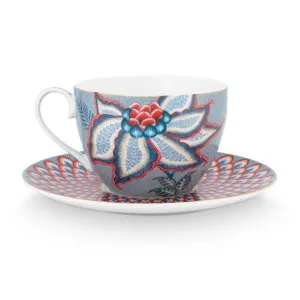 PIP Studio Flower Festival Light Blue Cup and Saucer by null, a Cups & Mugs for sale on Style Sourcebook