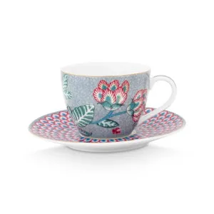 PIP Studio Flower Festival Light Blue Espresso Cup and Saucer by null, a Cups & Mugs for sale on Style Sourcebook