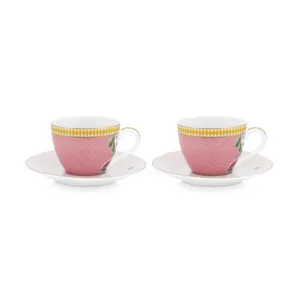 PIP Studio La Majorelle Pink 120ml Espresso Cups & Saucer Set of 2 by null, a Cups & Mugs for sale on Style Sourcebook