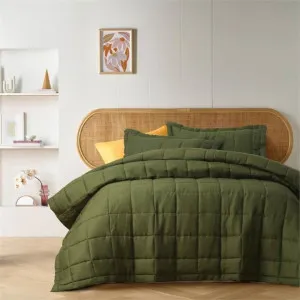 Vintage Design French Linen Olive Coverlet Set by null, a Quilt Covers for sale on Style Sourcebook
