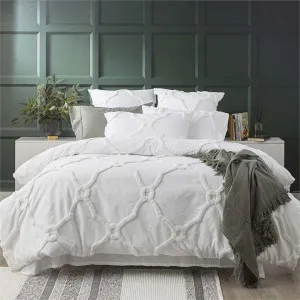 Renee Taylor Moroccan Cotton Chenille White Quilt Cover Set by null, a Quilt Covers for sale on Style Sourcebook