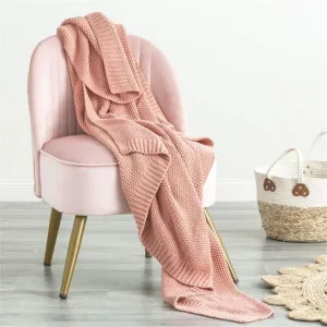 Renee Taylor Moss Seed Stitch Cotton Knitted Rose Throw by null, a Throws for sale on Style Sourcebook