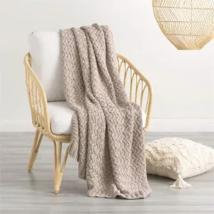 Renee Taylor Lenni Cotton Knitted Camel Throw by null, a Throws for sale on Style Sourcebook