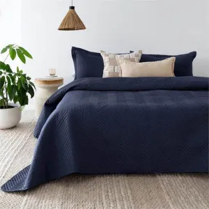 Bambury Herringbone Embossed Navy Coverlet by null, a Quilt Covers for sale on Style Sourcebook
