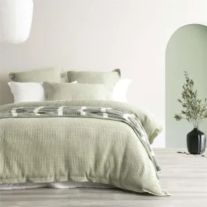 Renee Taylor Elegance Waffle Cotton Jacquard Moss Quilt Cover Set by null, a Quilt Covers for sale on Style Sourcebook