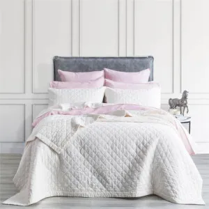 Renee Taylor Cavallo Stone Washed French Linen Quilted White Coverlet Set by null, a Quilt Covers for sale on Style Sourcebook