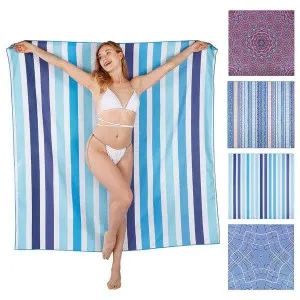 Linenova Sand Free Blue Stripe Printed Beach Towel by null, a Outdoor Accessories for sale on Style Sourcebook