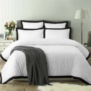 Accessorize Hotel Tailored Deluxe Cotton White and Black Quilt Cover Set by null, a Quilt Covers for sale on Style Sourcebook