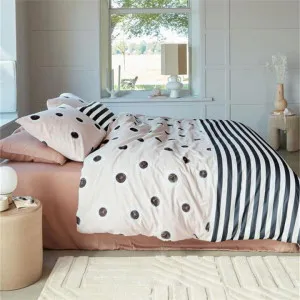 VTWonen Stripe and Eye Cotton Natural Quilt Cover Set by null, a Quilt Covers for sale on Style Sourcebook