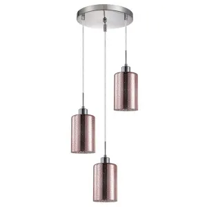 Espejo Glass Cluster Pendant Light, 3 Light, Dotted Effect, Rose Gold by CLA Ligthing, a Pendant Lighting for sale on Style Sourcebook