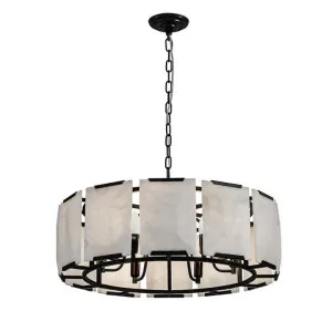 Florence Alabaster & Metal Pendant Light, Black by Cozy Lighting & Living, a Pendant Lighting for sale on Style Sourcebook