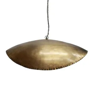 Masaomi Crimped Edge Iron Pendant Light, Small, Gold by French Country Collection, a Pendant Lighting for sale on Style Sourcebook