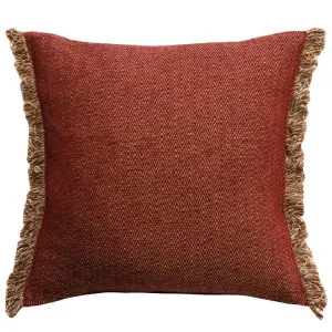 Ollo Nathan Jacquard Design Fringed EdgeCushion - Burnt Red by Interior Secrets - AfterPay Available by Interior Secrets, a Cushions, Decorative Pillows for sale on Style Sourcebook