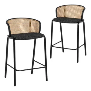 Set of 2 -Florine 65cm Fabric Bar Stool - Black Legs by Interior Secrets - AfterPay Available by Interior Secrets, a Bar Stools for sale on Style Sourcebook