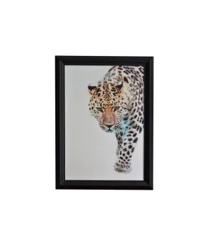 Walking Leopard Black Painted Framed Wall Art 110cm x 80cm by Luxe Mirrors, a Prints for sale on Style Sourcebook