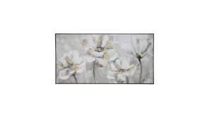 White Flowers With Foil Framed Wall Art Canvas 78cm x 152cm by Luxe Mirrors, a Artwork & Wall Decor for sale on Style Sourcebook