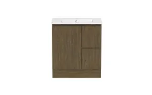 Ascot Floor Or Wall Mount Vanity 760mm 2 Draw Rh 1 Door Natural Walnut | Made From MDF In Timber Look By Raymor by Raymor, a Vanities for sale on Style Sourcebook