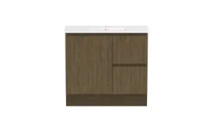 Ascot Floor Or Wall Mount Slim Vanity 915mm 2 Draw Rh 1 Door Natural Walnut | Made From MDF In Timber Look By Raymor by Raymor, a Vanities for sale on Style Sourcebook