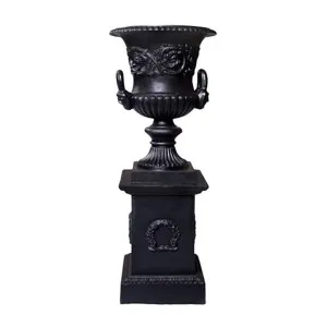 Dorchester Cast Iron Garden Urn & Pedestal Set, Small, Black by CHL Enterprises, a Baskets, Pots & Window Boxes for sale on Style Sourcebook