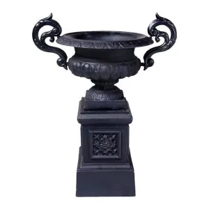 Campana Cast Iron Garden Urn & Pedestal Set, Small, Black by CHL Enterprises, a Baskets, Pots & Window Boxes for sale on Style Sourcebook