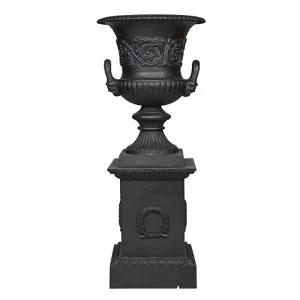 Dorchester Cast Iron Garden Urn & Pedestal Set, Extra Large, Black by CHL Enterprises, a Baskets, Pots & Window Boxes for sale on Style Sourcebook