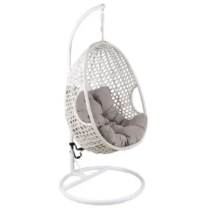Hakim Resin Wicker & Steel Indoor / Outdoor Hanging Pod Chair, White by Dodicci, a Hammocks for sale on Style Sourcebook