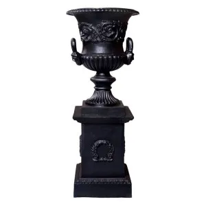 Dorchester Cast Iron Garden Urn & Pedestal Set, Large, Black by CHL Enterprises, a Baskets, Pots & Window Boxes for sale on Style Sourcebook