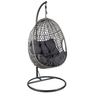 Hakim Resin Wicker & Steel Indoor / Outdoor Hanging Pod Chair, Grey by Dodicci, a Hammocks for sale on Style Sourcebook