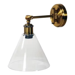 Heath Glass & Metal Swing Arm Wall Light, Satin Brass by Oriel Lighting, a Wall Lighting for sale on Style Sourcebook
