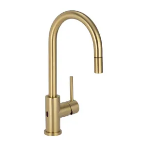 Elysian Sensor Commercial Pull-Out Kitchen Mixer - Brushed Brass by ABI Interiors Pty Ltd, a Kitchen Taps & Mixers for sale on Style Sourcebook
