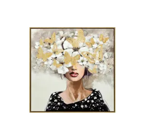 Woman with Flower Head Wall Art Canvas 80cm x 80cm by Luxe Mirrors, a Artwork & Wall Decor for sale on Style Sourcebook