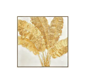 Hand Painted Gold Leaves Wall Art Canvas 100cm x 100cm by Luxe Mirrors, a Artwork & Wall Decor for sale on Style Sourcebook