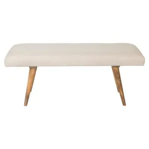 Celeste Fabric & Mango Wood Bench, 117cm, Beige by Fobbio Home, a Benches for sale on Style Sourcebook