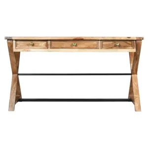 Holmes Mango Wood 3 Drawer Desk, 142cm by Fobbio Home, a Desks for sale on Style Sourcebook