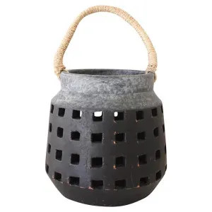 Kodra Terracotta Hurricane Lantern, Small, Black by Darlin, a Lanterns for sale on Style Sourcebook